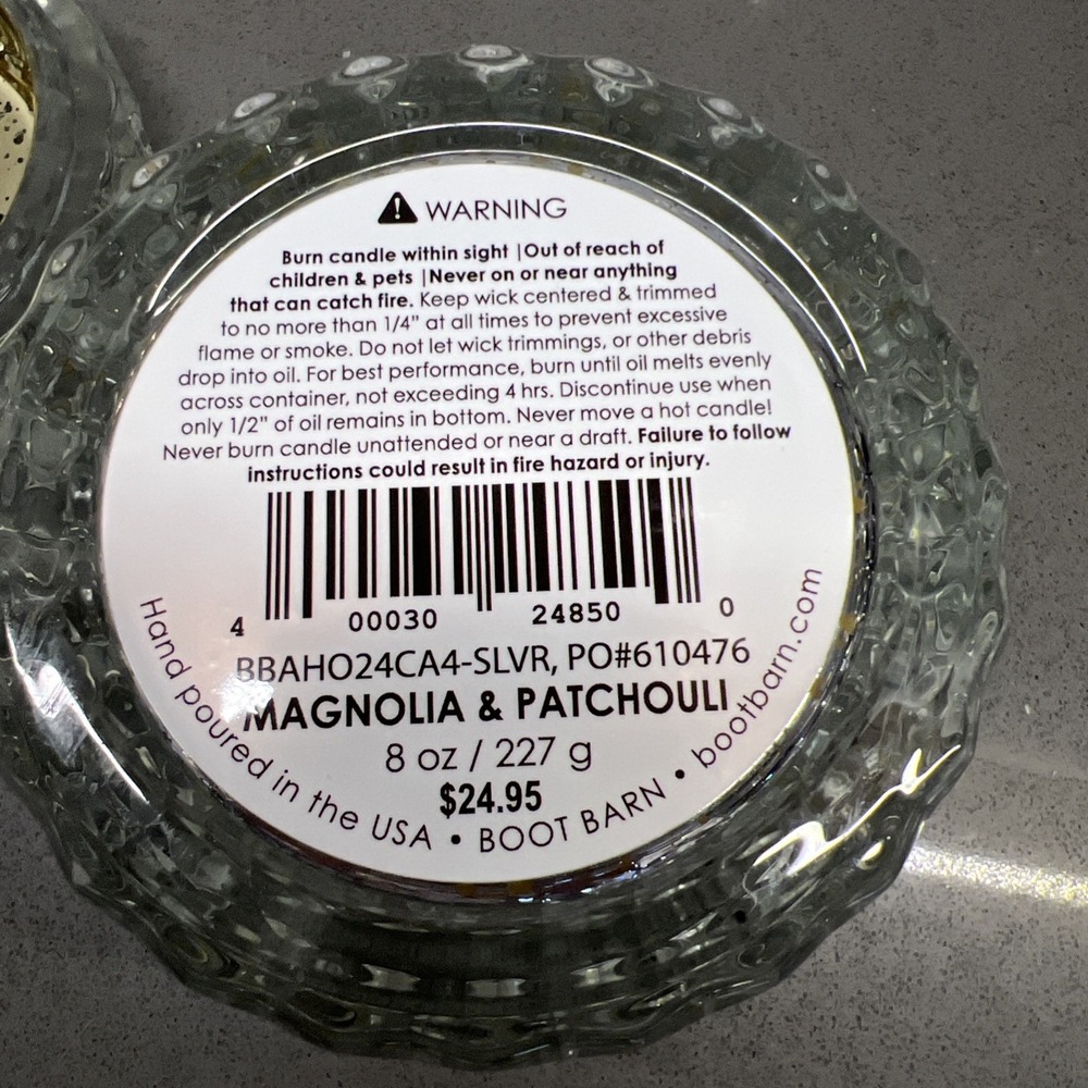 Magnolia &PATCHOULI Scented Candle 8oz Hand Poured In The USA Mercury Glass Jar - Picture 6 of 9